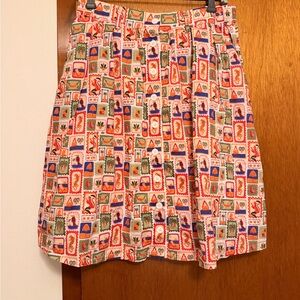 ModCloth cotton button front stamp pattern skirt